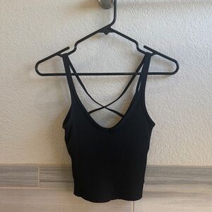 Vuori Black Ribbed Strappy Tank XS
